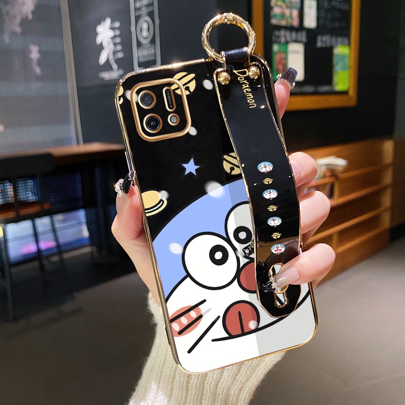 Ốp Điện Thoại Chống Sốc In Hình Mèo Doraemon Mạ Điện Dễ Thương Cho OPPO A16K A16E