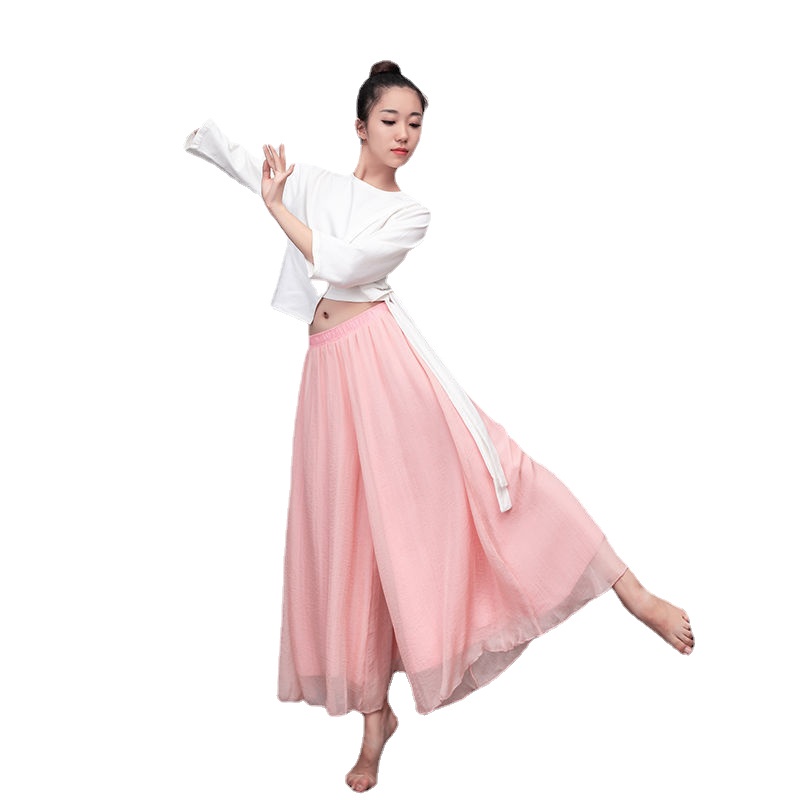 Quần ống rộng Chất liệu voan đơn giản và thời trang