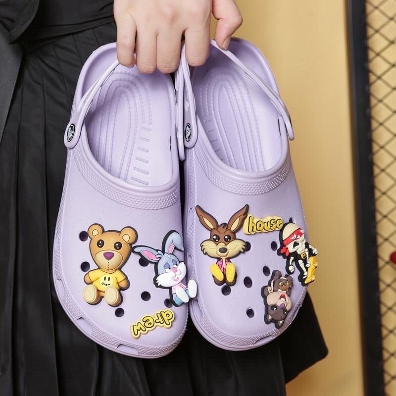 Dép Sục Cross Band Drew House Màu Tím +Sticker 6D Hàng Chuẩn Full Tag, Full Hộp