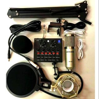 Combo livestream hát karaoke BM900 và sound card V8 Bản tiếng Anh có Autotune