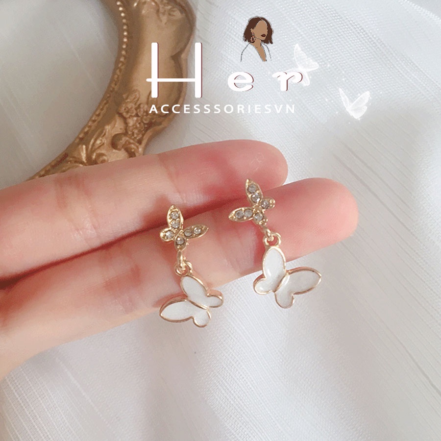 Bông Tai Nữ Cỏ 4 Lá, chuôi bạc 925 Her Accessories H118