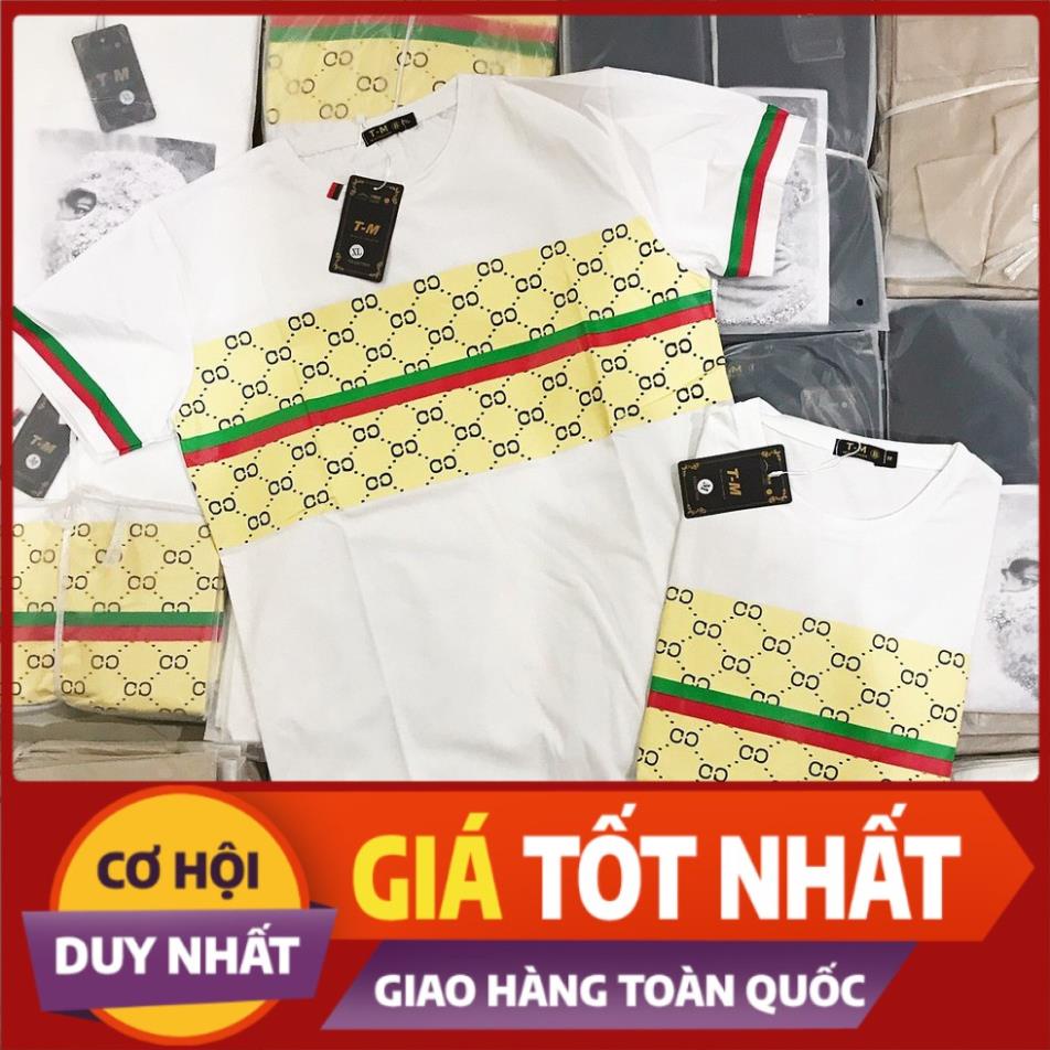 Áo phông nam,ao polo nam,ao poloman,ao thun nam dep cổ tròn Gucci logo phối ngang ⚡
