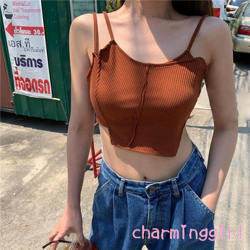 Áo hai dây dệt kim màu sắc thời trang cho nữ