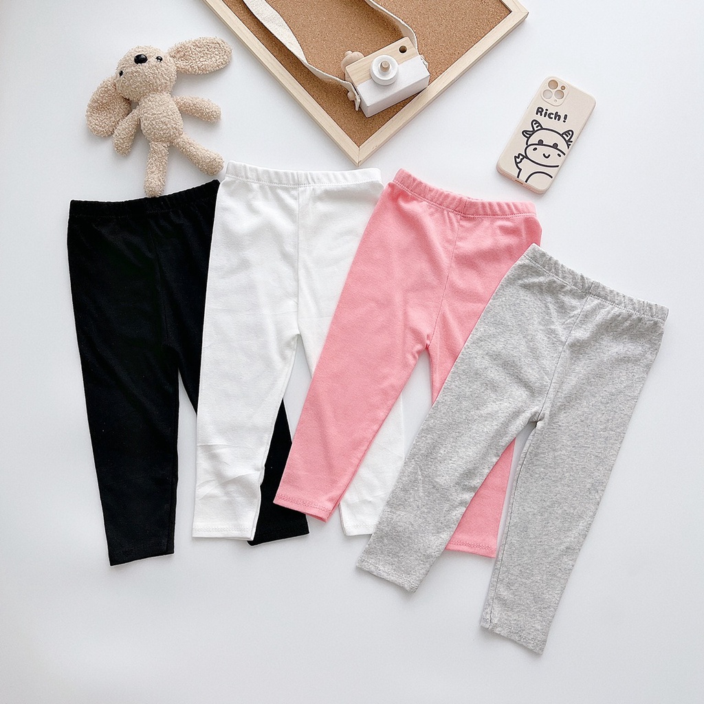 SET 4 QUẦN LEGGING TRƠN DÀI COTTON CO DÃN CO BÉ