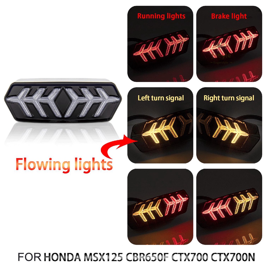 Đèn Led Tín Hiệu Hình Xương Cá Gắn Đuôi Xe Mô Tô Honda Msx125 Cbr650F Ctx700 Ctx700N Yg-125