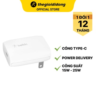 Adapter sạc type c pd 20w belkin wca003 trắng