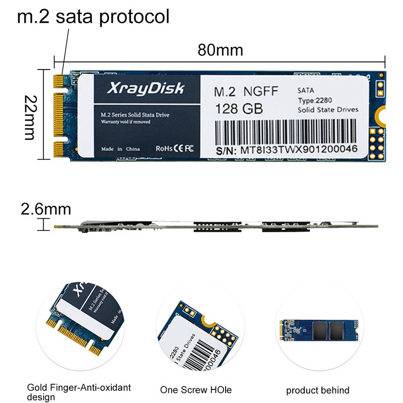 Ổ Cứng Xrayisk M.2 Sata Ssd 128gb Hdd M2 Ngff Ssd M.2 2280 mm Hdd