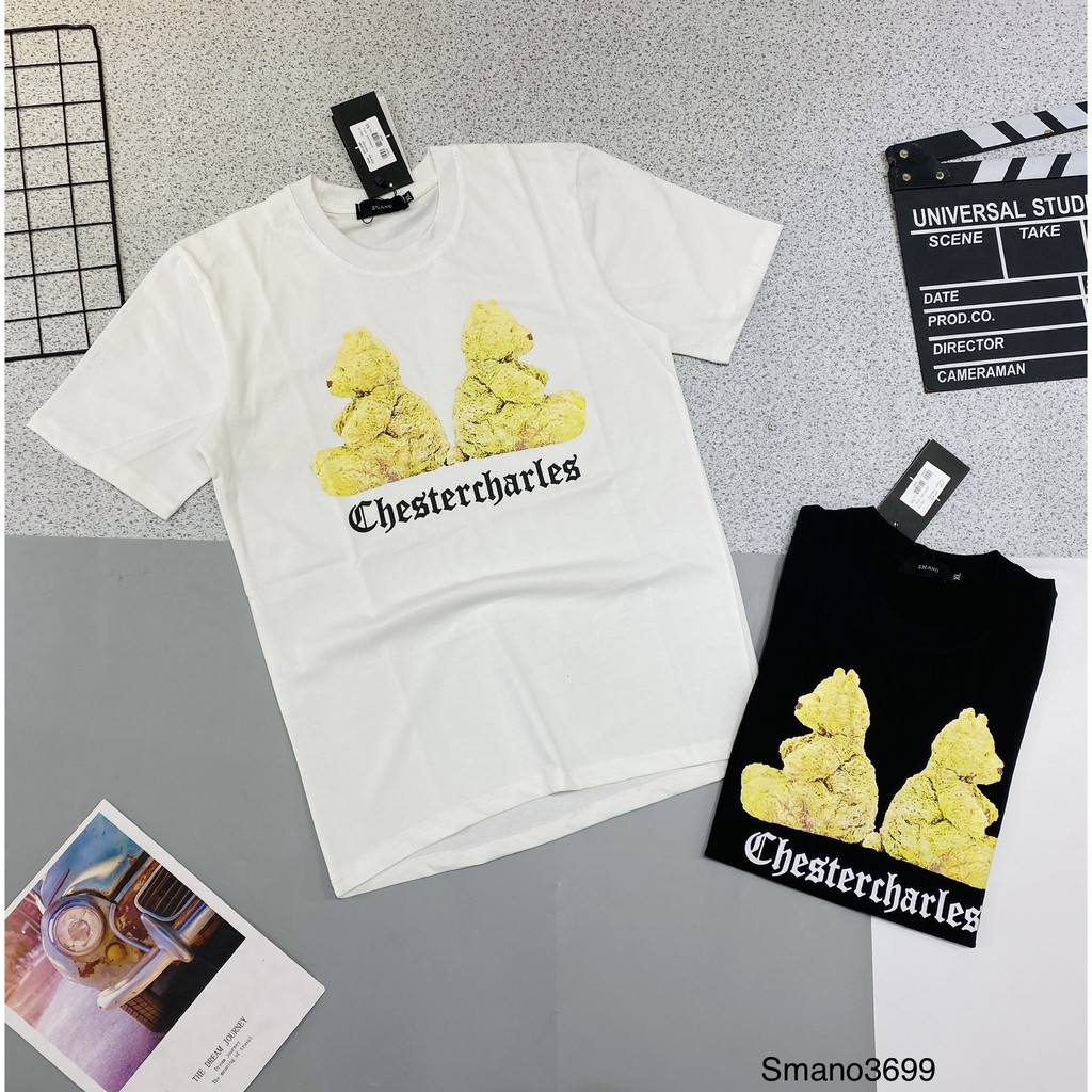Áo phông Nam Nữ ⚡ ĐỦ SIZE 40-80 KG ⚡ Áo T shirt cổ tròn Gấu đôi Chestercharles TANYA