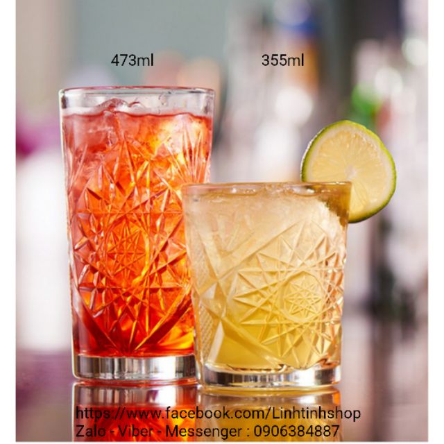 Ly Thủy Tinh Cao Cấp LIBBEY Hoa Văn 473ml