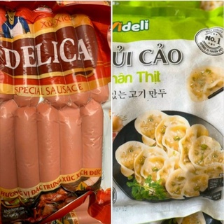 Combo 2 sp xúc xích Delica 500g & sủi cảo Videli 1kg