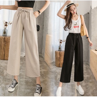 Quần đũi nữ ống rộng cạp chun madela, quần dài ống suông ống rộng nữ cạp chun vải đũi xước mềm mát