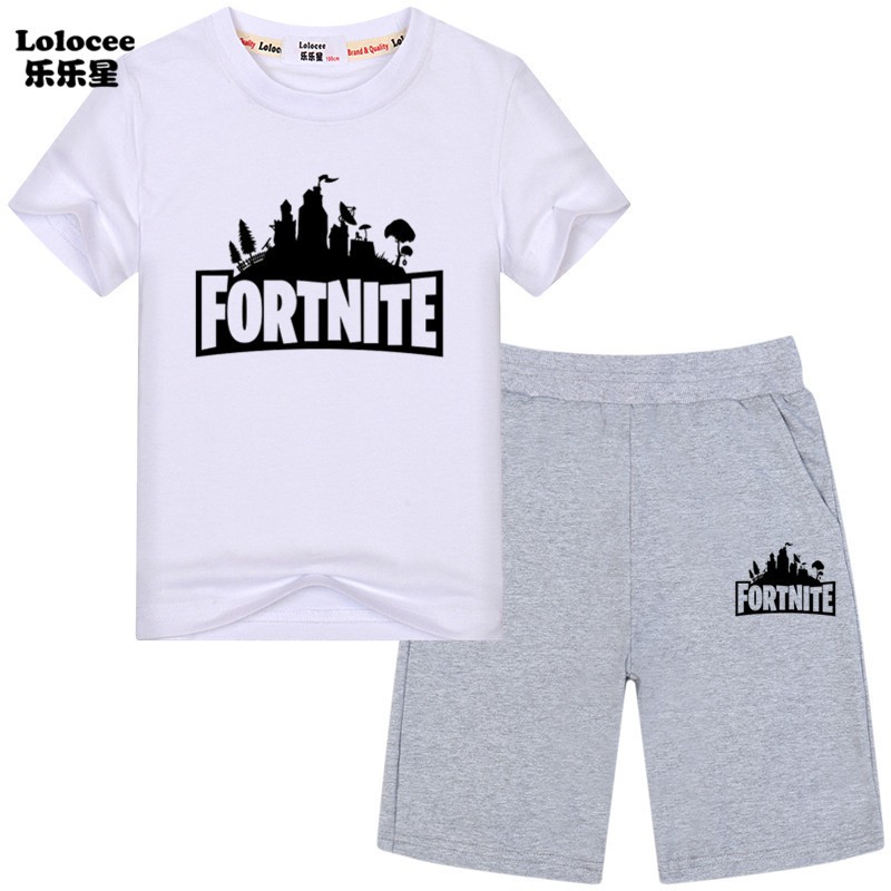 Bộ Áo Thun 2 Dây &amp; Quần Short In Hình Game Fortnite Cho Bé Trai