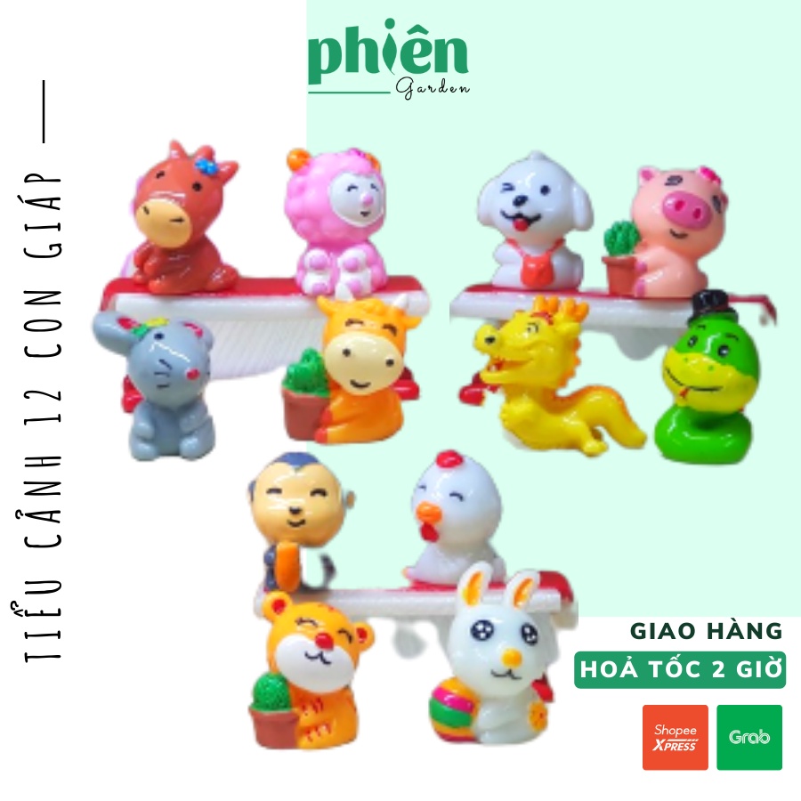 Tiểu cảnh 12 Con Giáp trang trí sen đá, terrarium, Phụ kiện Tiểu cảnh mini