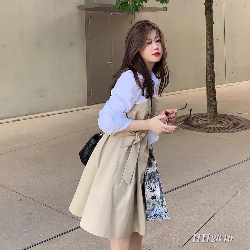 Đầm kaki  pha sơ mi