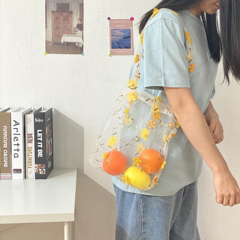 Túi xách vải lưới mỏng mịn họa tiết hoa nhỏ cho các cô gái