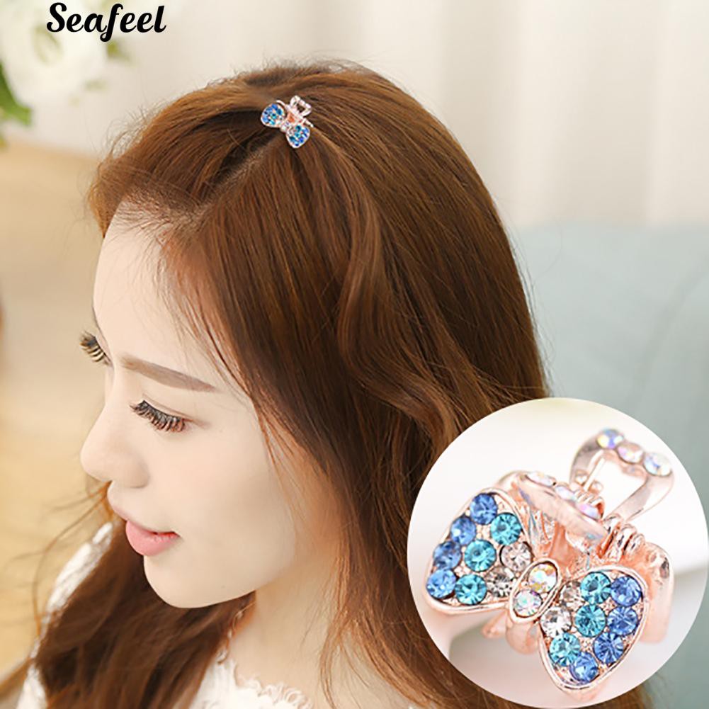Kẹp tóc móng vuốt hình nơ đính đá màu gradient xinh xắn