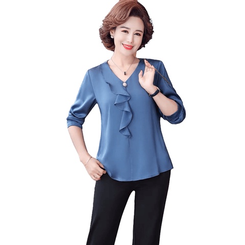 Áo sơ mi nữ trung niên Thiên Tú kiểu dáng tinh tế sang trọng , chất liệu voan thoáng mát dễ chịu thấm hút mồ hôi tốt