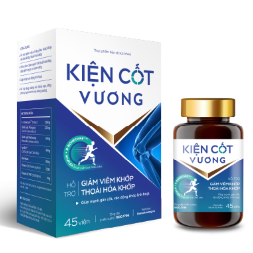 Kiện Cột Vương - Hỗ trợ giảm nguy cơ thoái hóa khớp, giảm đau nhức khớp (hộp 1 lọ 45 viên)