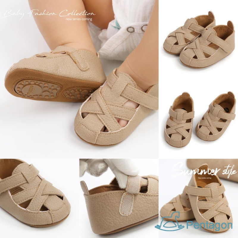 Giày Sandal Da Pu Thiết Kế Đục Lỗ Thời Trang Đi Biển Mùa Hè Cho Bé Trai Và Gái 0-18 Tháng Tuổi