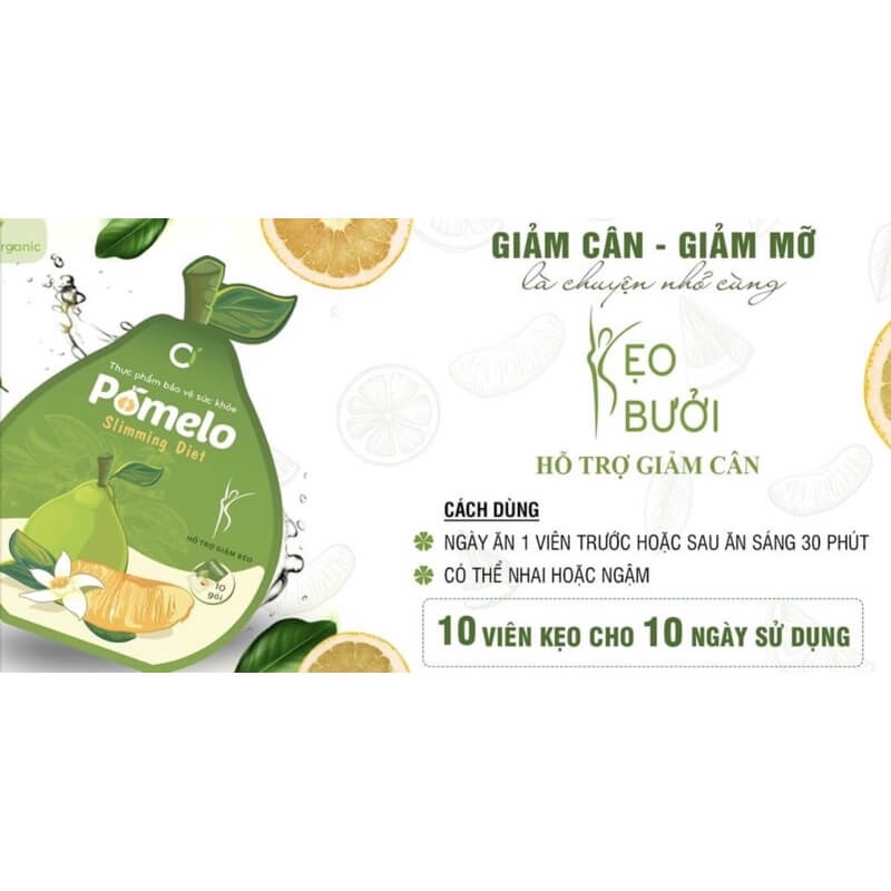 Giảm cân kẹo bưởi Pomelo Slim Diet CiOrganic dáng đẹp eo thon giảm cân an toàn hiệu quả gói 10 viên