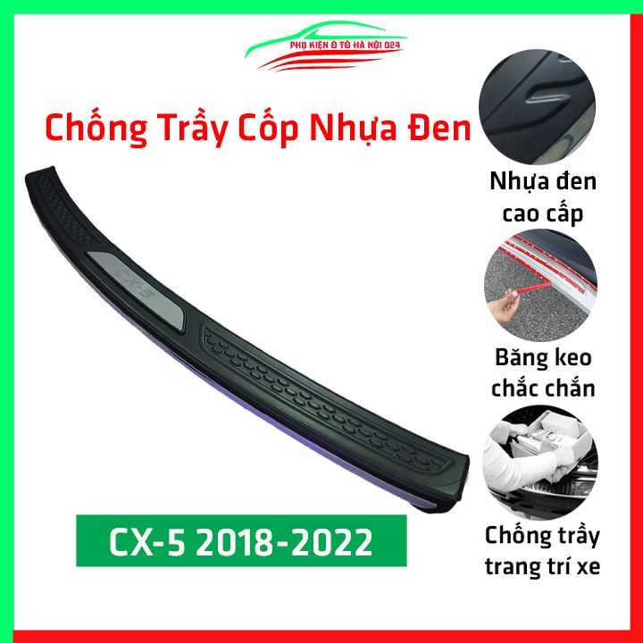 Ốp chống trầy cốp ngoài nhựa đen CX5, CX-5 2018-2020 hàng loại 1 dán cốp sau chống xước trang trí xe