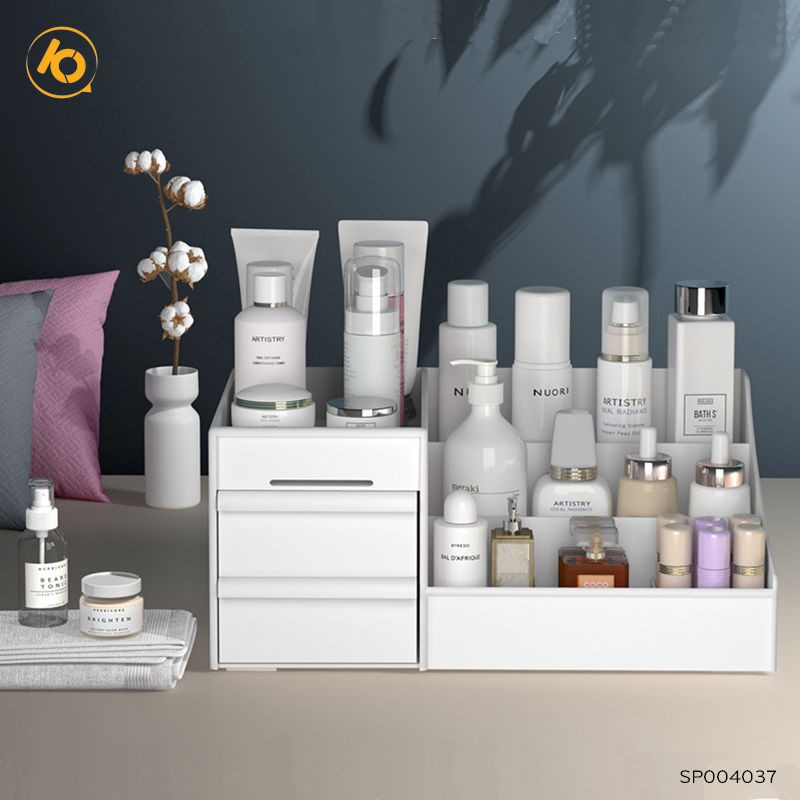 Kệ đựng mỹ phẩm đa năng SHOP10K, kệ bằng nhựa 4 màu 2 tầng nhiều ô kích thước lớn - SP004037