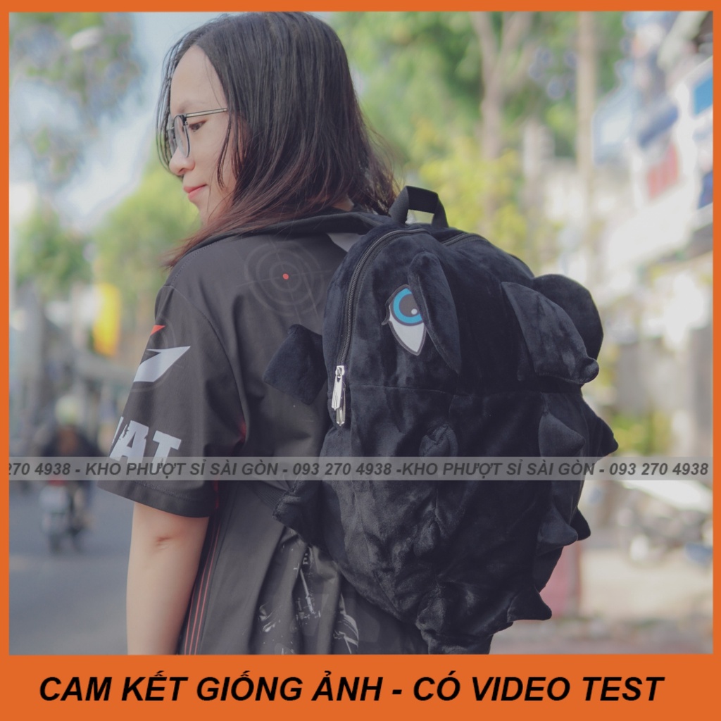 CÓ VIDEO - Giá sỉ Balo đi học khủng long nhung màu xanh lá dạ quang đựng sách vở khổ A4 thoải mái