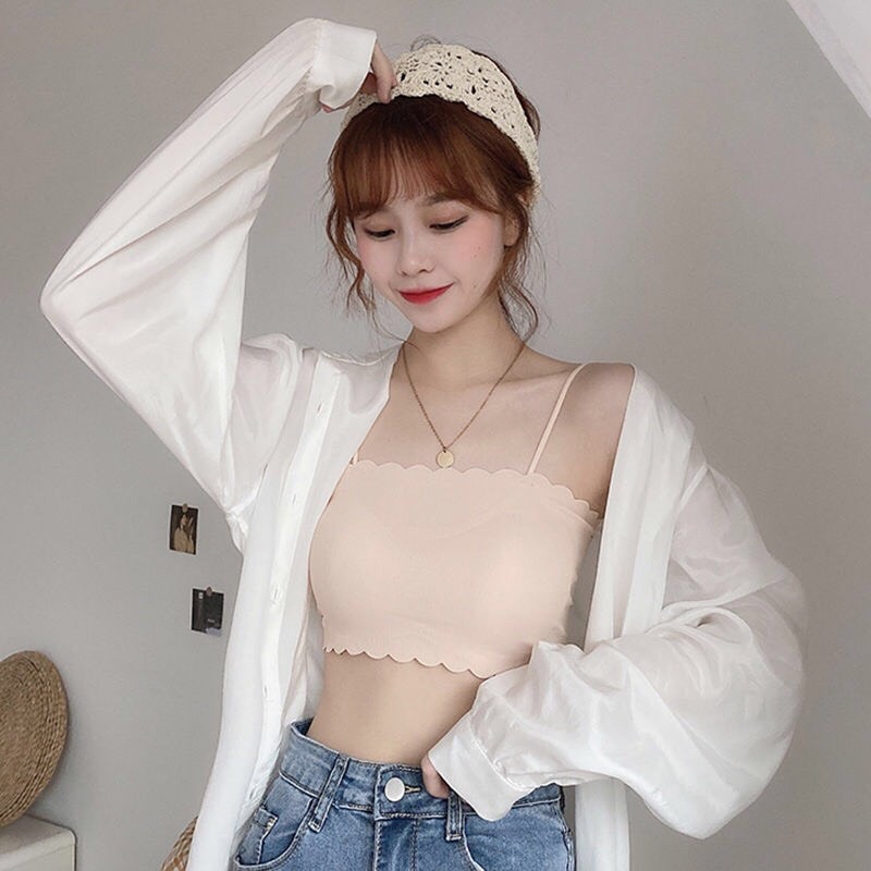 Áo Bra Đúc Su Tăm Viền Sóng 2 Dây Mềm Mát Có Mút Ngực 235