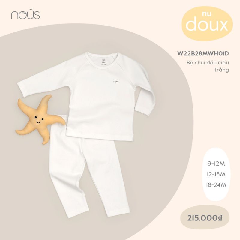 Bộ quần áo dài tay bé gái, bé trai chui đầu Nous, chất liệu Nu Air (size từ 9-12 tháng đến 2-3 tuổi)