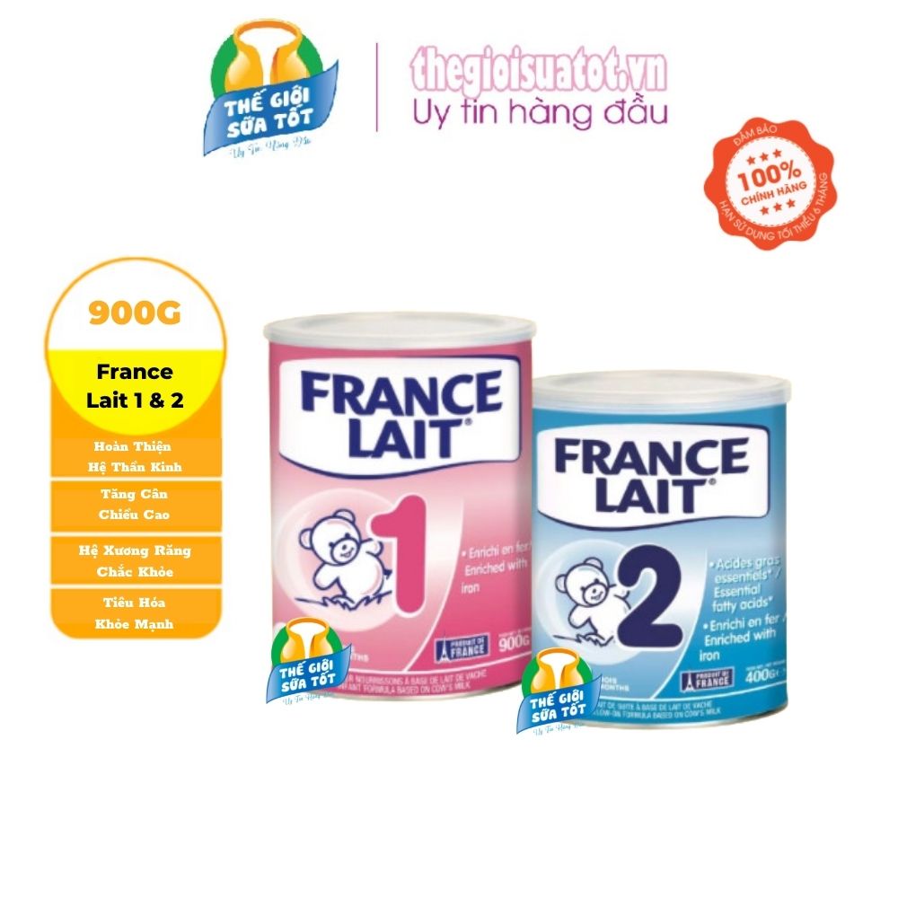 Sữa Bột France Lait 1 & 2 Pháp 900Gr - Hỗ Trợ Tiêu Hóa Khỏe Mạnh Hấp Thu Tốt Hơn thegioisuatot