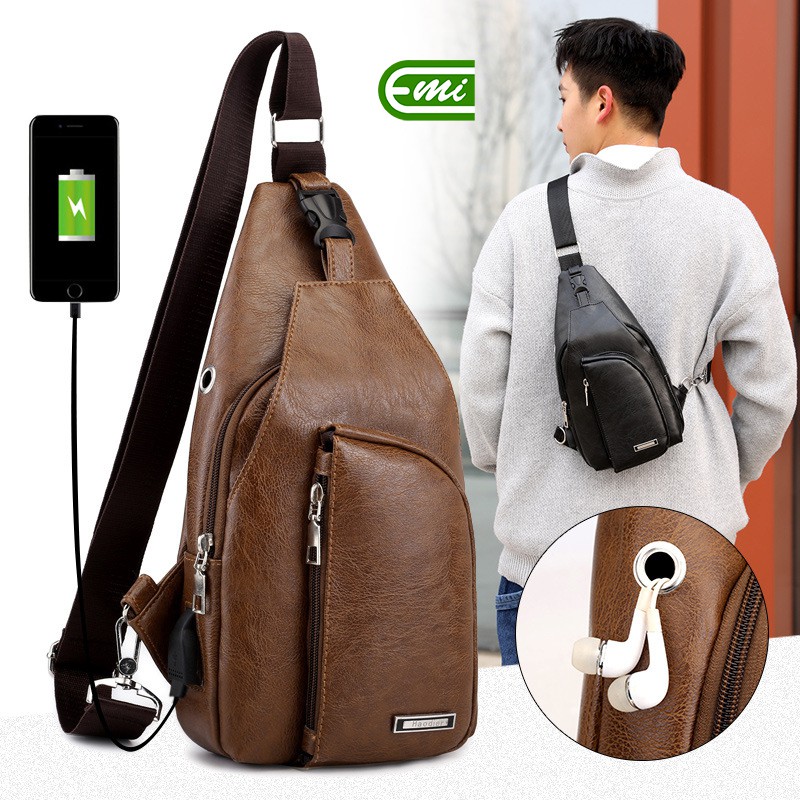 Túi đeo chéo nam nữ thời trang da bền nhiều ngăn tiện lợi EMIBE75 | BigBuy360 - bigbuy360.vn