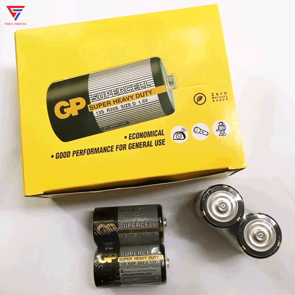 Vỉ 2 viên pin Đại GP size D Cacbon chính hãng dung lượng cao