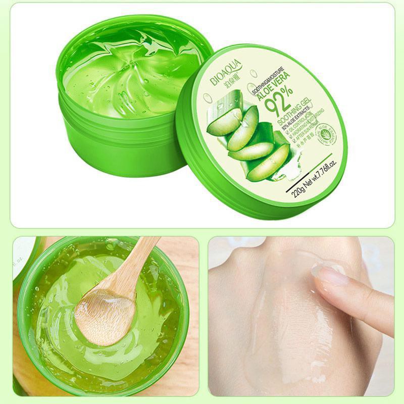 Gel nha đam, gel lô hội Nature Republic Aloe Vera 92% Soothing Gel 300ml - Tặng kèm cọ quét