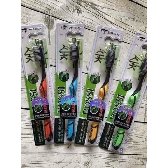 Combo35 k/ 10 Bàn Chải Đánh Răng Than Tre Hoạt Tính Hàn Quốc BOSSI NO921 ( giao màu ngẫu nhiên)