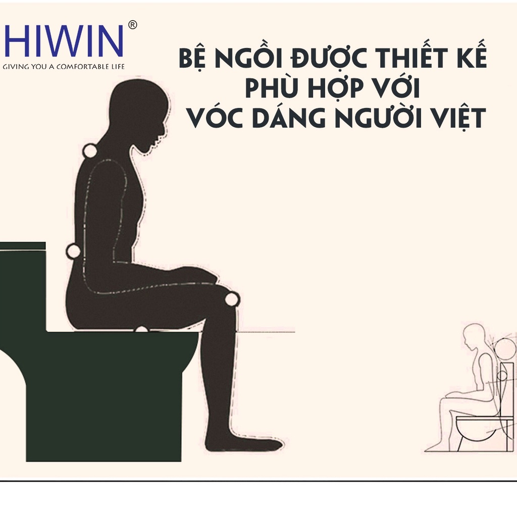 Bồn cầu sứ nguyên khối tráng men chống bám bẩn cao cấp HIWIN MT-2012