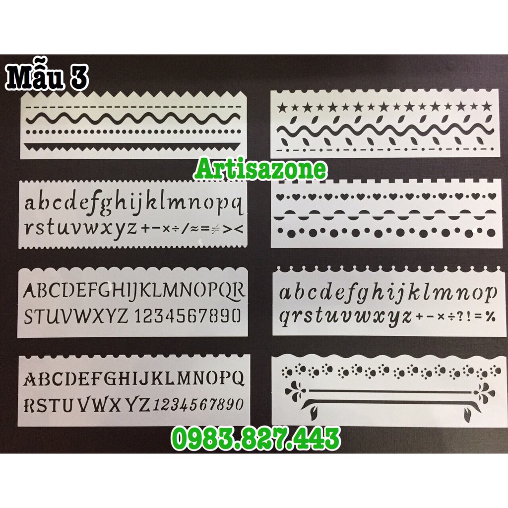 Pet Stencil - Khuôn hình trang trí, tạo viền - Bộ 08 chiếc