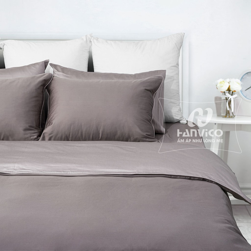 🍁 Bộ Chăn Ga Gối 🍁 Hanvico Living dòng trơn màu vải cotton cao cấp