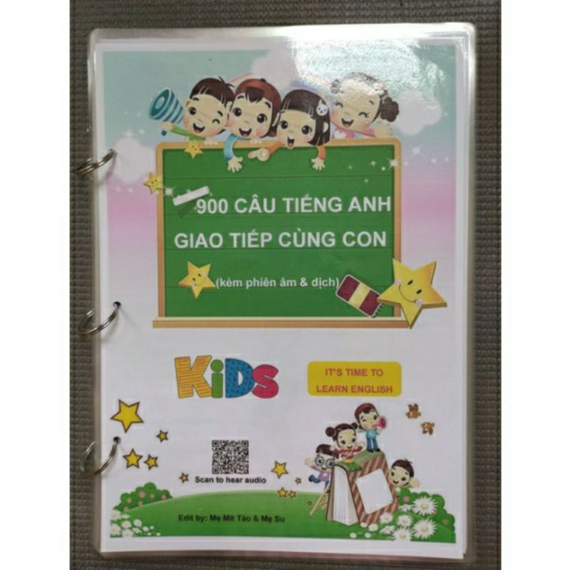 900 câu tiếng Anh giao tiếp cùng Con hàng ngày - ép plastic A4 - file nghe QR code