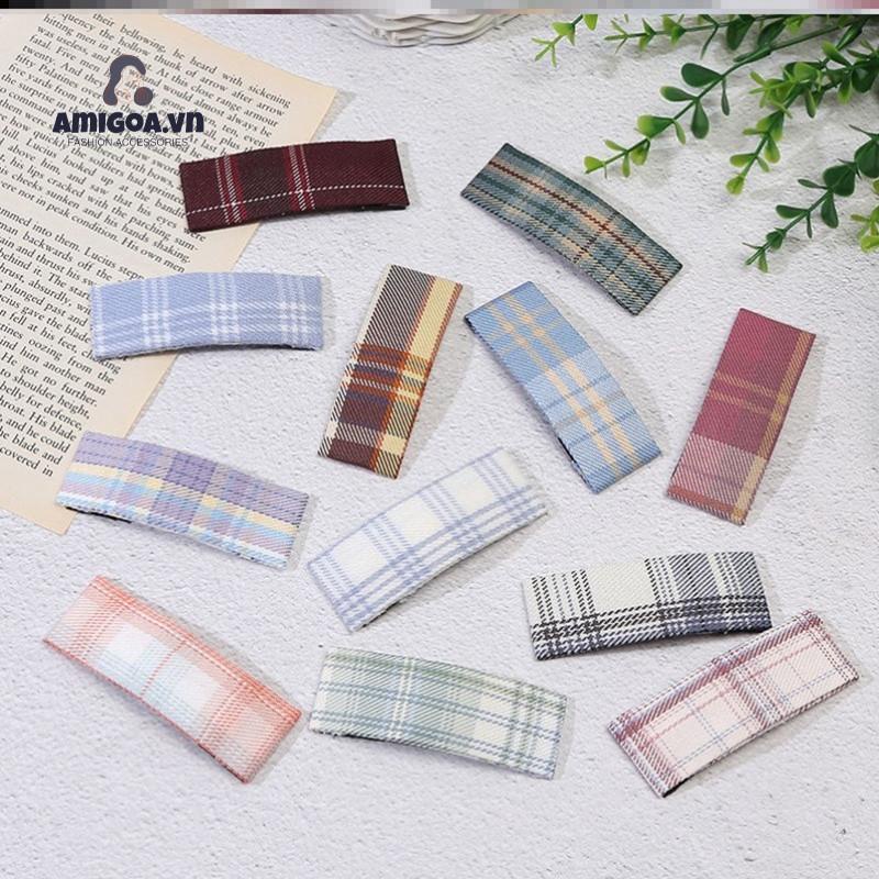 Kẹp Tóc Họa Tiết Kẻ Sọc Thiết Kế Đơn Giản Dễ Thương