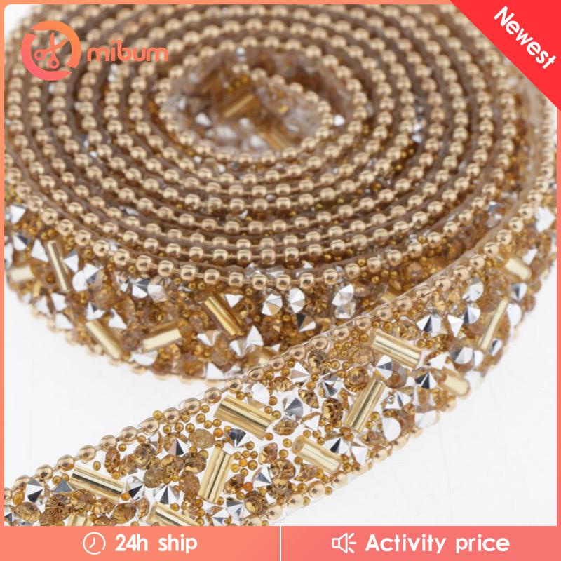 Cuộn Dây Ruy Băng Đính Đá Pha Lê Dài 1 Yard 1.5cm Dùng Trang Trí Quần Áo