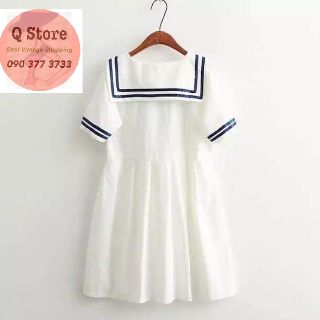 Đầm Babydoll thủy thủ cổ nơ