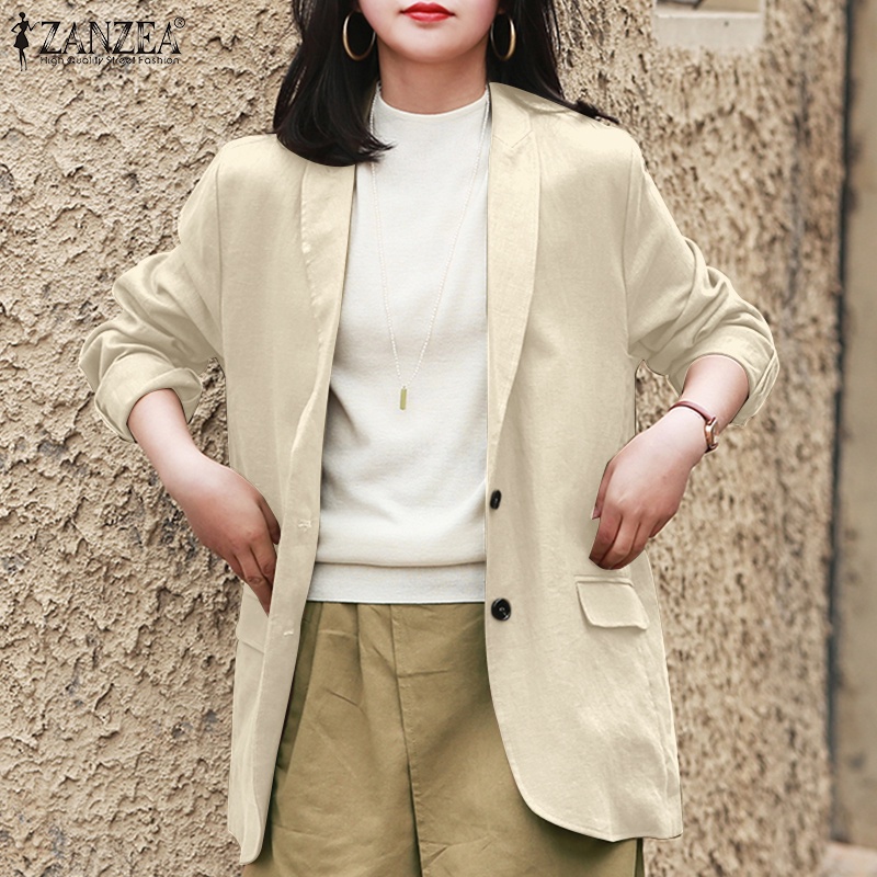 Áo khoác nữ ZANZEA dài tay cổ bẻ thiết kế thời trang thường ngày | BigBuy360 - bigbuy360.vn