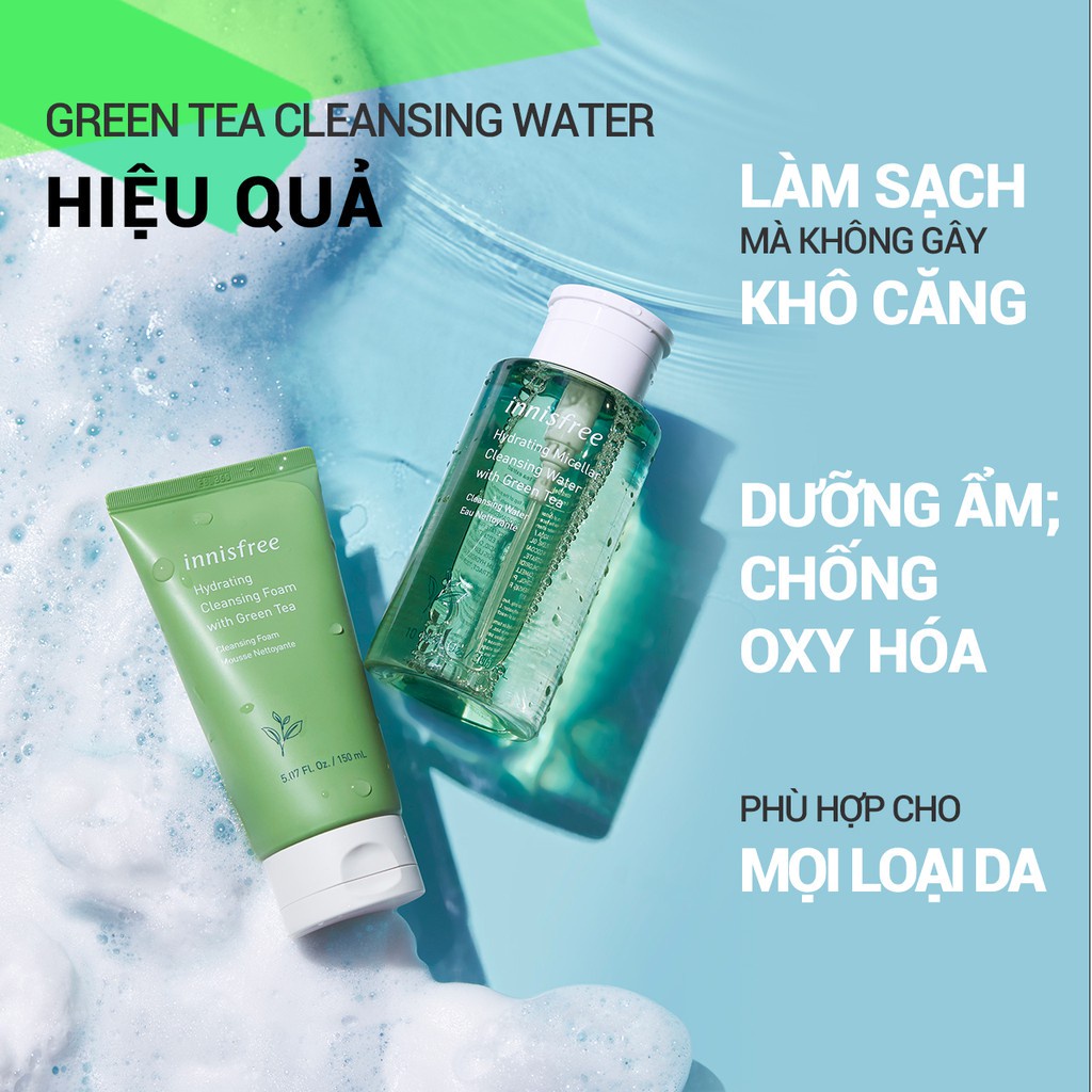 [Mã FMCGMALL giảm 8% đơn từ 250K] Nước tẩy trang trà xanh innisfree Green Tea Cleansing Water 300ml