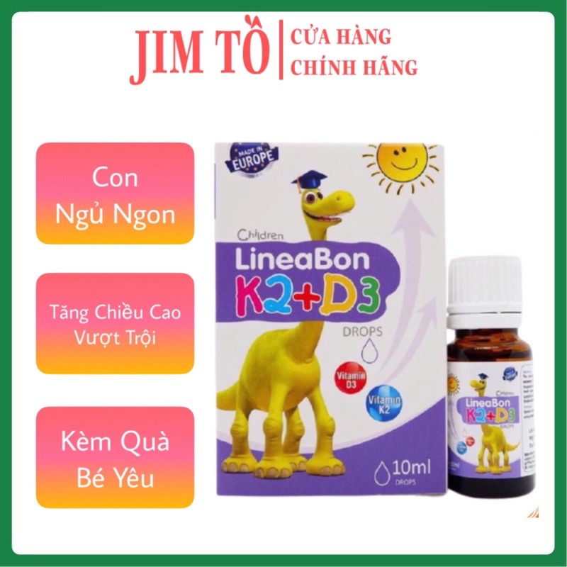 Lineabon vitamin d3 k2 shop Jim Tồ bổ sung vitamin k2 d3 tăng cường hấp thu canxi tối đa lọ 10ml