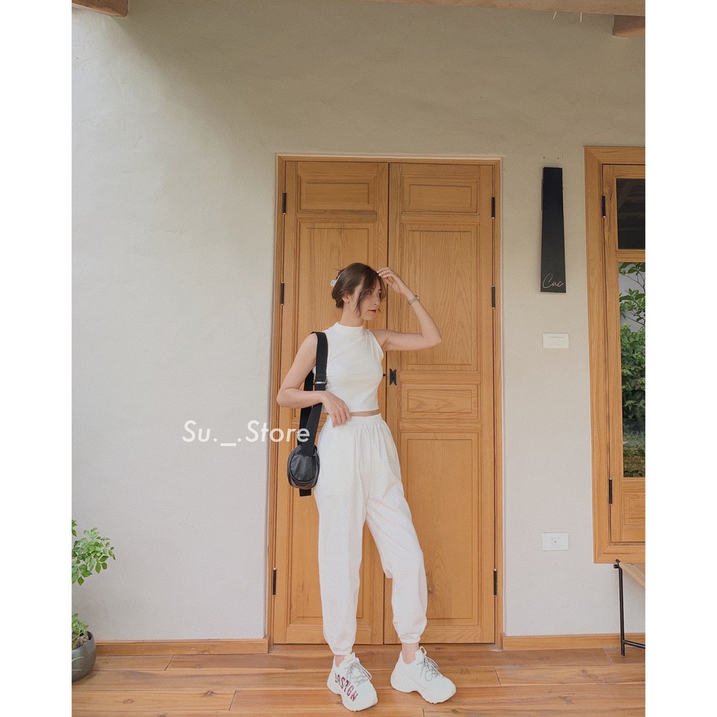 Quần jogger thô trơn lưng chun Q372 SUSTORE