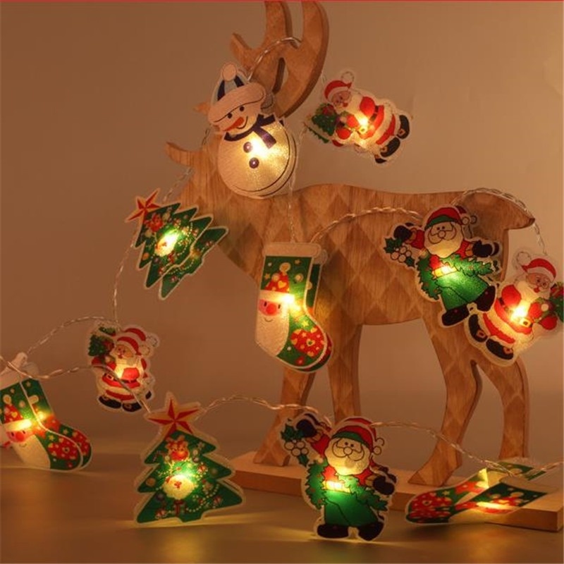 Dây đèn LED 1.2/2.5m hình ông già nô-en/người tuyết xinh xắn trang trí cây thông Noel