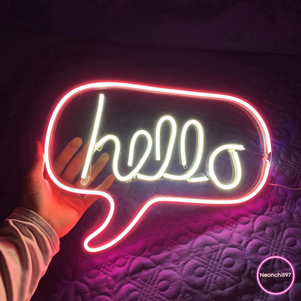 Đèn led neon chữ Hello, NeonChill97, 35 x 28 cm, đèn led trang trí