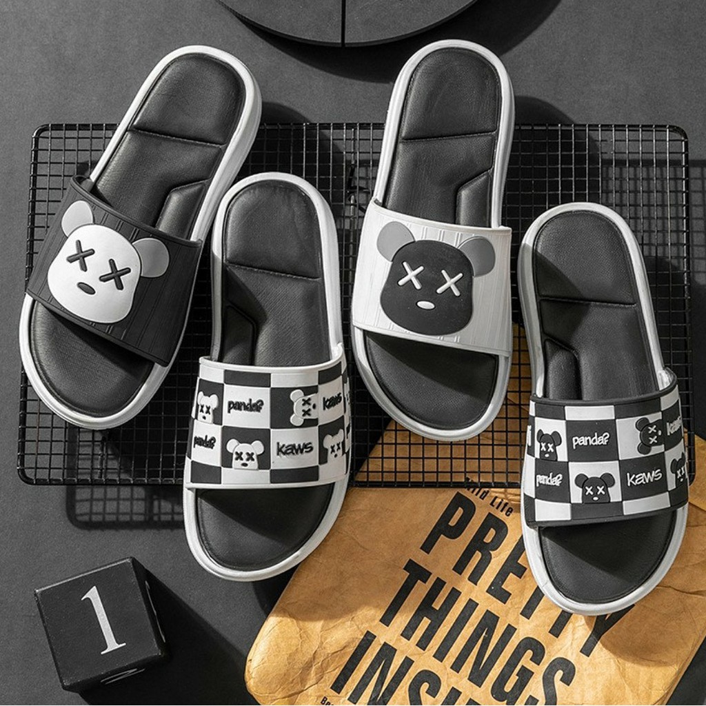 Dép nam nữ Kaws Panda cute - Dép quai ngang unisex quai dán