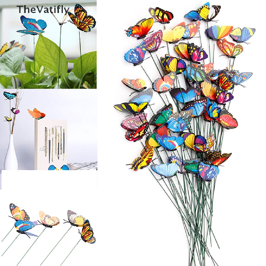 [Thevalifly] Set 25 Chậu Cây Hình Bướm Nhiều Màu Trang Trí Sân Vườn Ngoài Trời