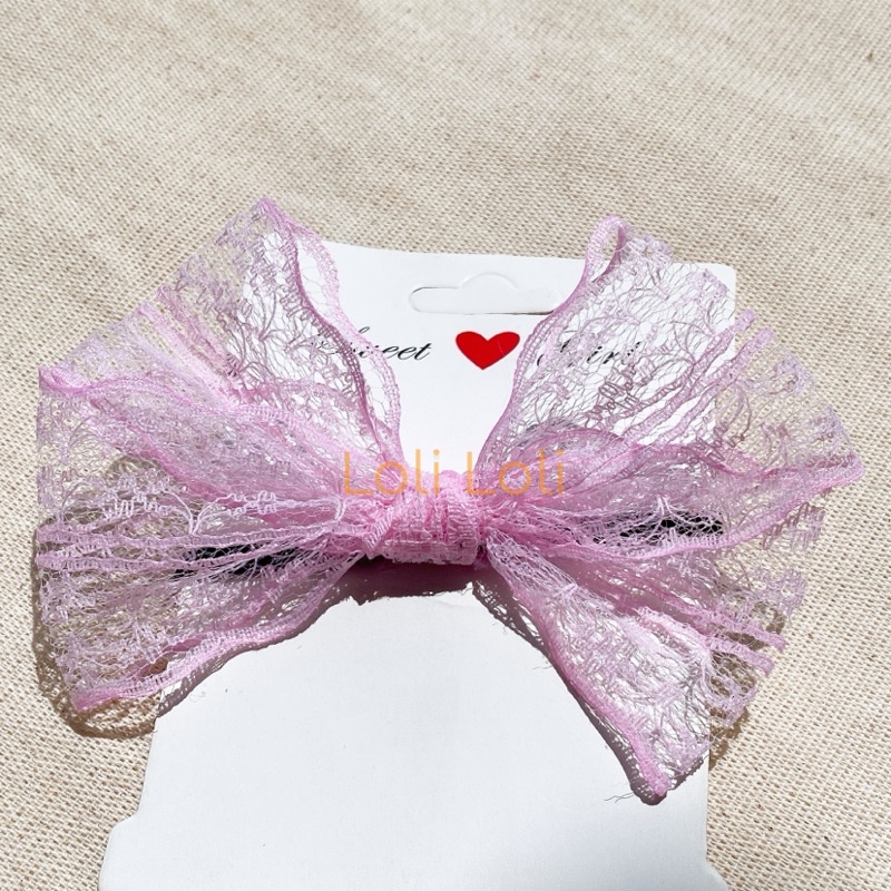 kẹp tóc nơ ren tiểu thư phong cách đơn giản nhiều màu